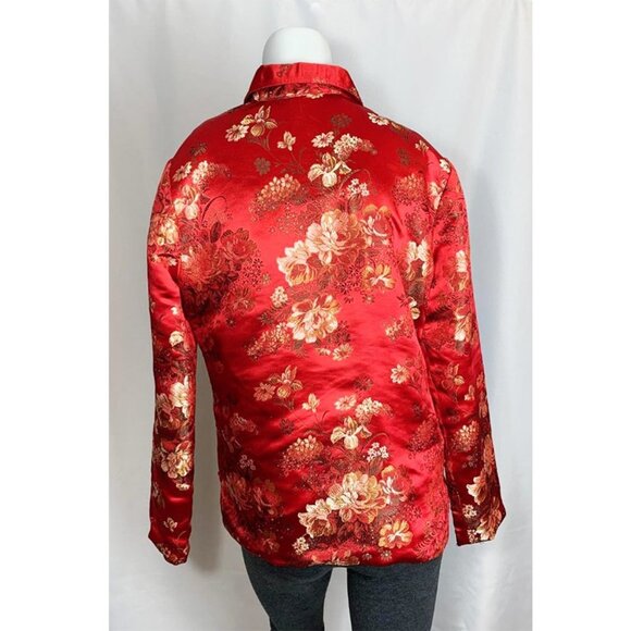 VINTAGE R & K Evening Red Silk Embroidered “Smoking Jacket" - Picture 3 of 7